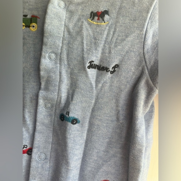 Junior J‎ Baby Boys Blue Embroidered Button Up Sleeper 0-3 Months - Picture 2 of 4